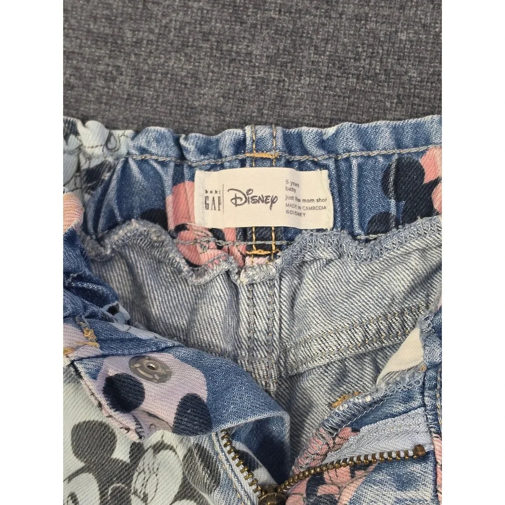 Gap Kids Disney Mickey Minnie Mouse Denim Shorts Paperbag Waist Light Wash 5Y
